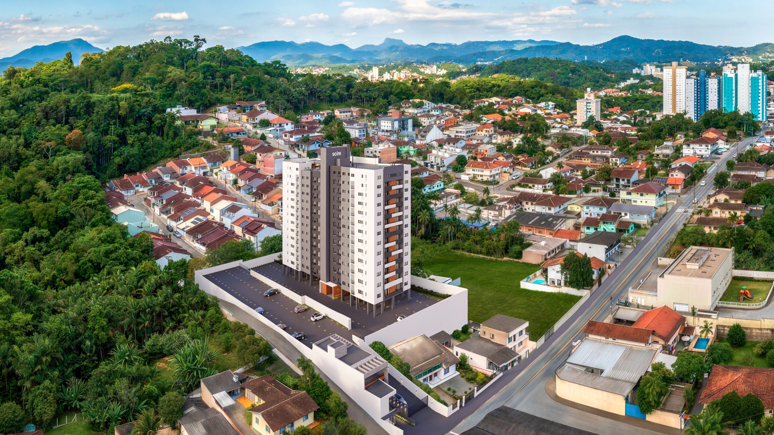 Fachada em perspectiva do Scire Solare