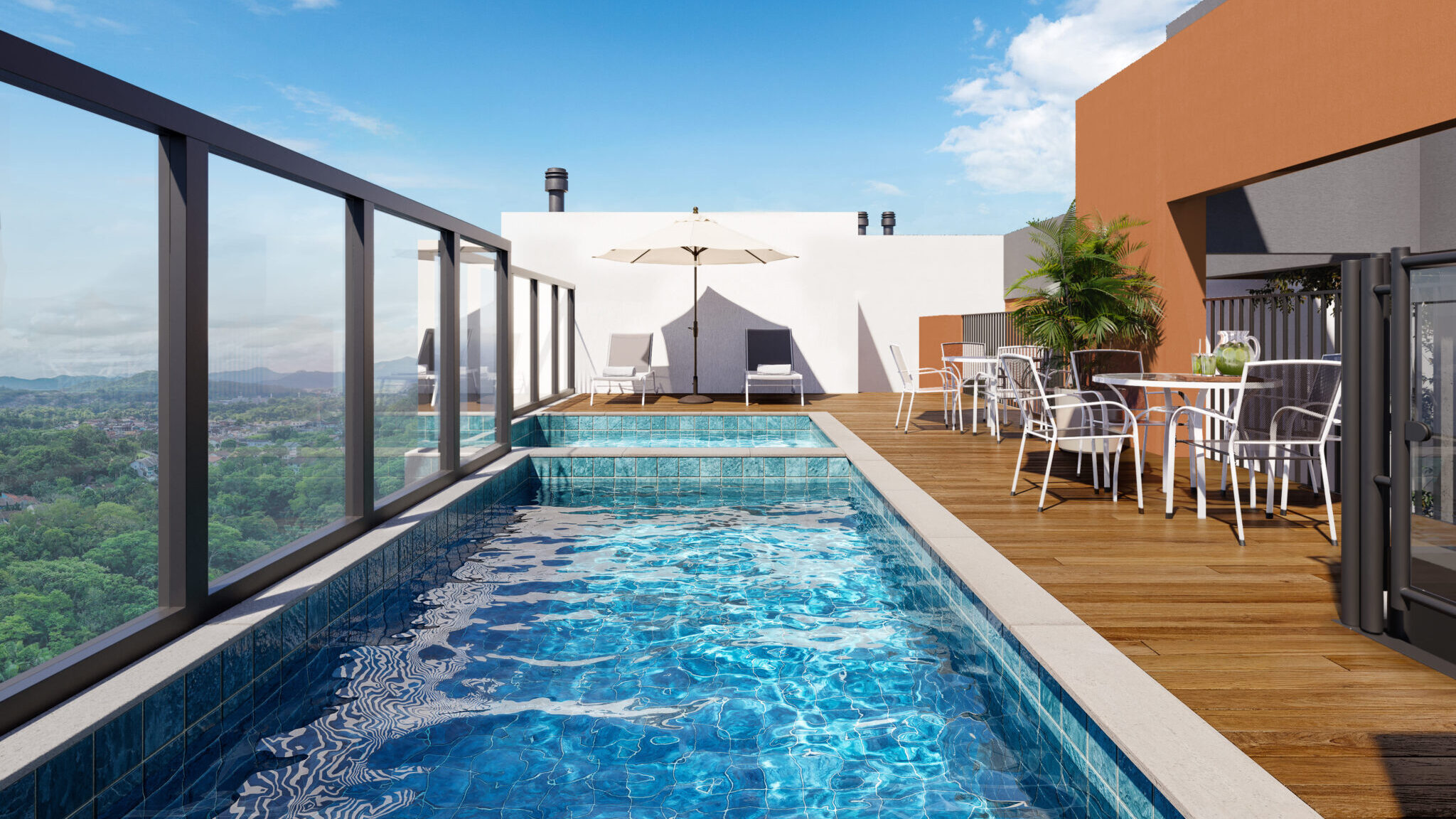 Piscina no rooftop do Scire Solare